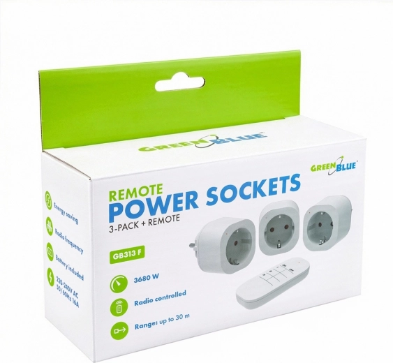 Set de 3 enchufes y mando para varios dispositivos