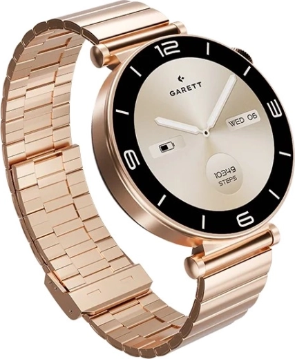 Smartwatch Garett Rose en oro rosa con pulsera de acero