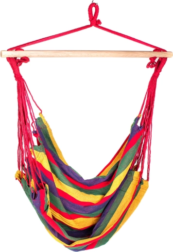 Silla colgante oscilante 100 × 100 cm, diseño a rayas multicolor