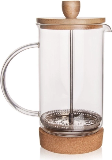 Tapa de bambú y base de corcho