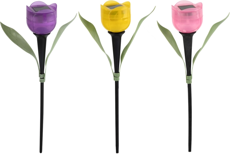 Lámpara solar de jardín tulipán con LED, mezcla de colores