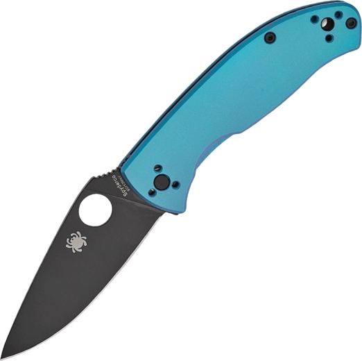 Navaja plegable Spyderco Tenacious Blue, empuñadura de titanio, hoja negra 8,5 cm