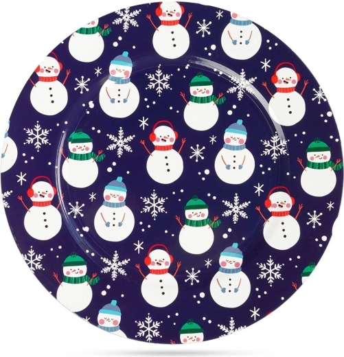 Bajoplato bajo plato con muñecos de nieve 33 cm, azul oscuro