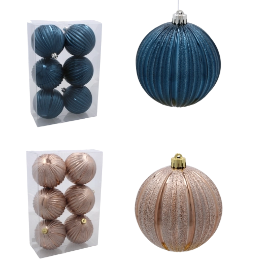 Juego de bolas navideñas de 10 cm – granate y beige‑dorado, 6 uds