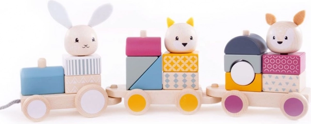 Bigjigs baby tren de arrastre de madera con animales de madera FSC