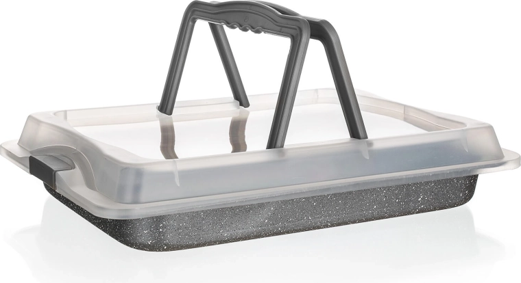 Bandeja para horno Banquet Granite con tapa de plástico 42 × 29 × 4,5 cm
