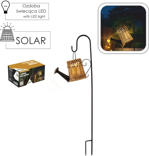 Lámpara solar de jardín con forma de regadera de ratán, 33 LED, luz blanca cálida, 110 cm