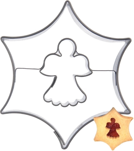 Cortador de galletas estrella con angelito 5,5 cm