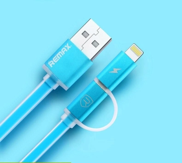 Cable USB Remax Aurora 2 en 1 1 m azul