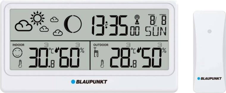 Estación meteorológica Blaupunkt con nombres de los días de la semana en polaco