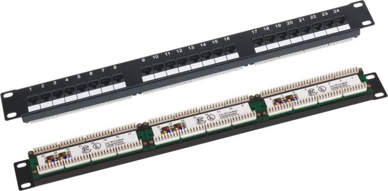 Panel de parcheo UTP cat. 6, 19" 1U, 24× RJ45, LSA