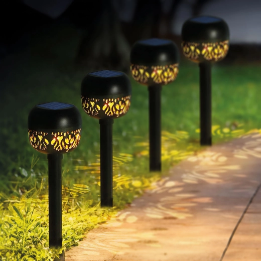 Lámpara solar de jardín con estaca y luz blanca cálida