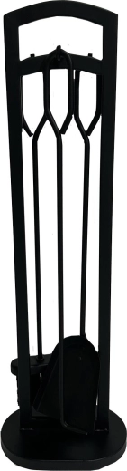 Herramientas para chimenea con soporte 70 cm – metal negro, set de 3 piezas