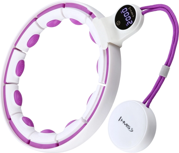 Hula hoop de masaje con peso, imanes y contador HMS HHM17 blanca/morada