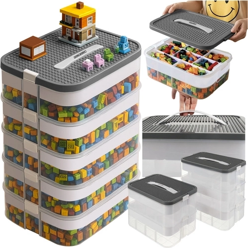 Caja Kruzzel para construcciones 35 l con organizador, 5 niveles
