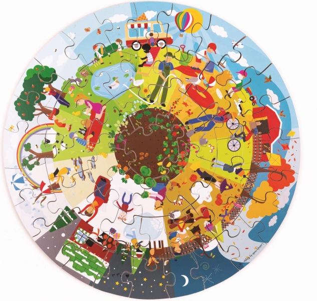 Bigjigs Toys Puzle redondo de suelo Cuatro estaciones