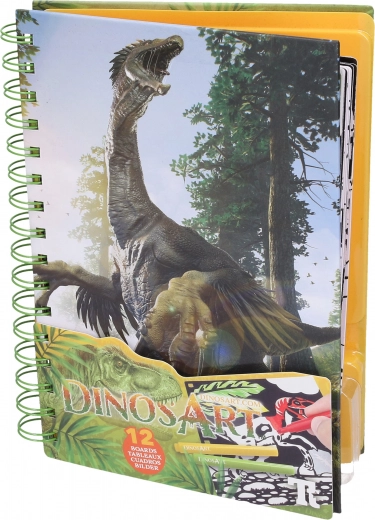 Terciopelo para colorear DINOSART – dinosaurios, 12 láminas y mini rotuladores