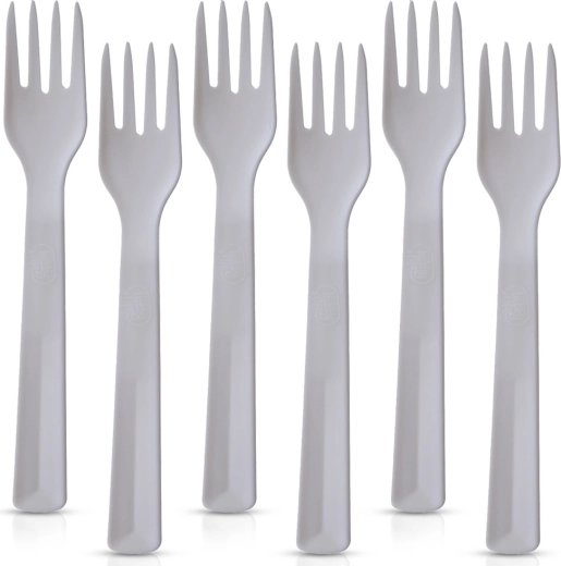 Tenedores de mesa de plástico SANDY, grises, 18 cm, 6 uds.