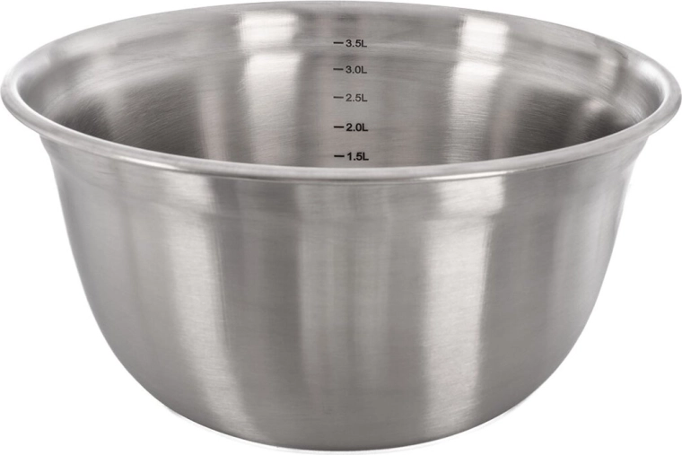 Bol de acero inoxidable de 26 cm con marcas de medición