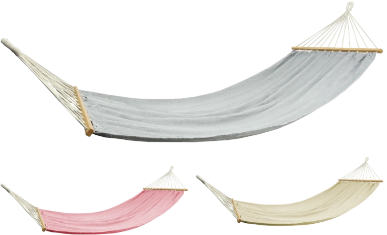 Hamaca con separadores de madera 200 × 100 cm, capacidad de carga 150 kg