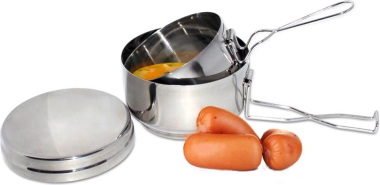 Ešus TORO – juego de acero inoxidable de 2 cuencos con tapa, 0,45/0,9/1,9 l, diámetro 12,9 y 15 cm