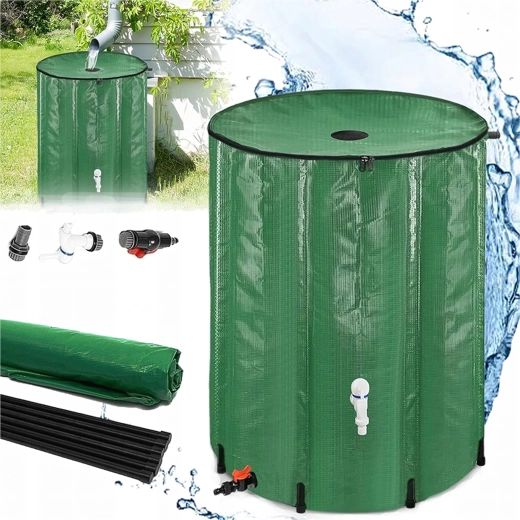 Barril plegable para agua de lluvia de 100 l con grifo y rebosadero