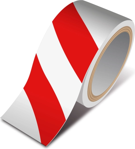 Cinta autoadhesiva de señalización roja y blanca 50 mm × 33 m