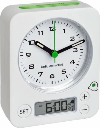 Despertador inalámbrico TFA Combo con ajuste digital, blanco/verde