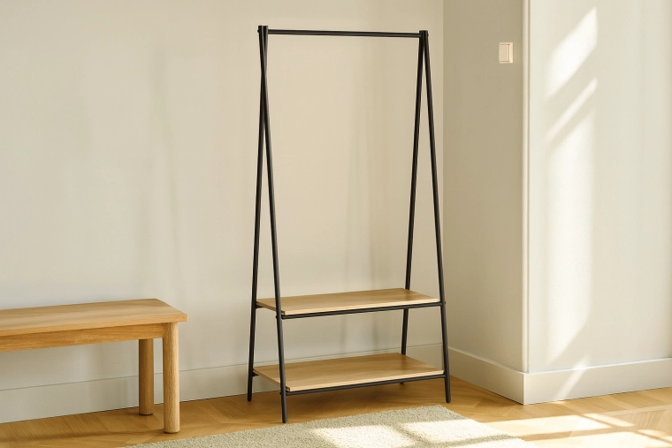 Perchero independiente para ropa con 2 estantes 80 × 40 × 160 cm