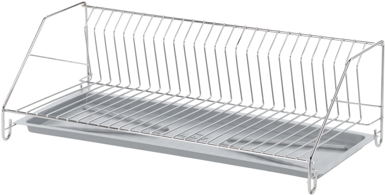 Escurreplatos de un nivel de 50 cm, metal cromado con bandeja de silicona