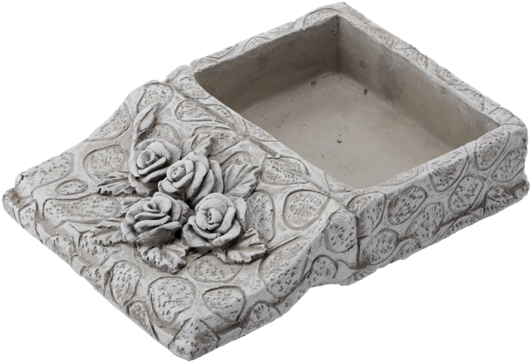 Macetero de cemento con forma de libro, gris 23,5 × 17 × 5 cm