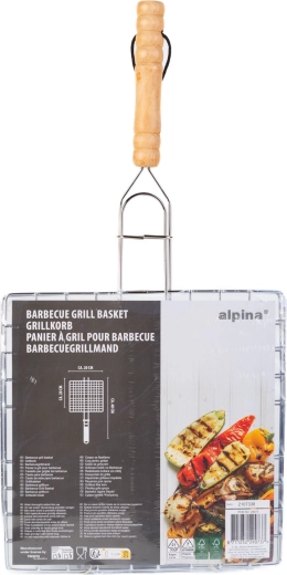 Parrilla para carne con mango de madera de 20 × 20 cm