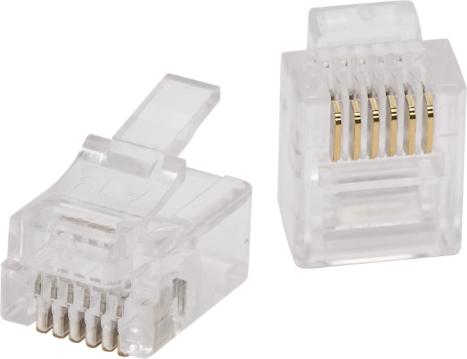 Conector modular RJ11 6P6C con contactos chapados en oro