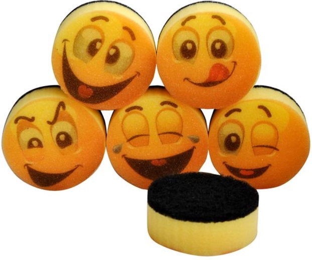 Esponjas para lavar platos TORO con estampado de caritas sonrientes, 6 uds