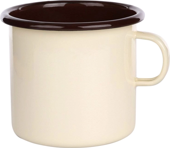 Taza esmaltada Silesia 0,45 l crema con interior oscuro
