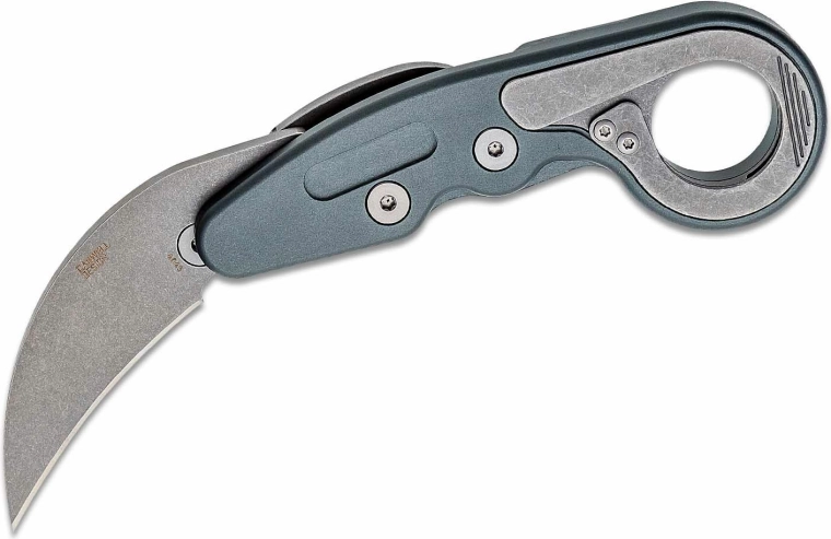 Navaja karambit plegable CRKT Provoke Compact, 5,7 cm, stonewash, aluminio