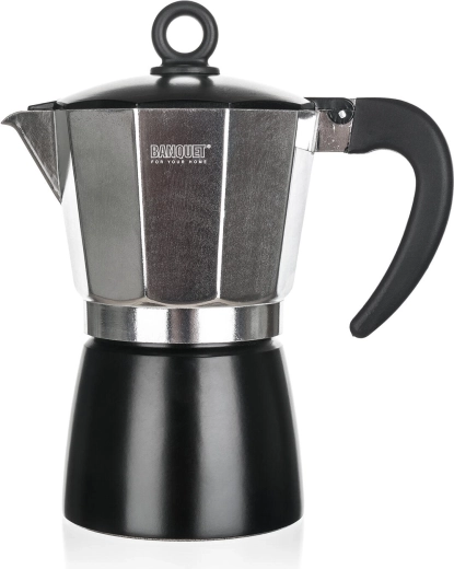 Cafetera NOIRA 3 tazas – cafetera moka de aluminio, negra