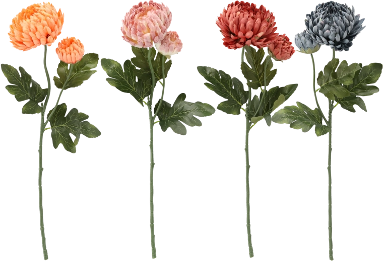 Ramita artificial de crisantemo con dos flores 64 cm (mix de colores)