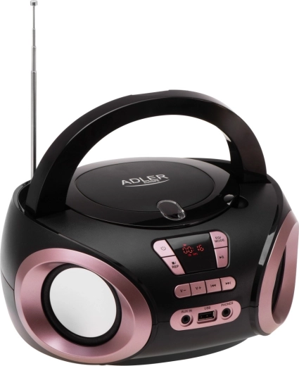 Boombox portátil con CD/MP3 y radio FM Adler AD 1181, negro y cobre