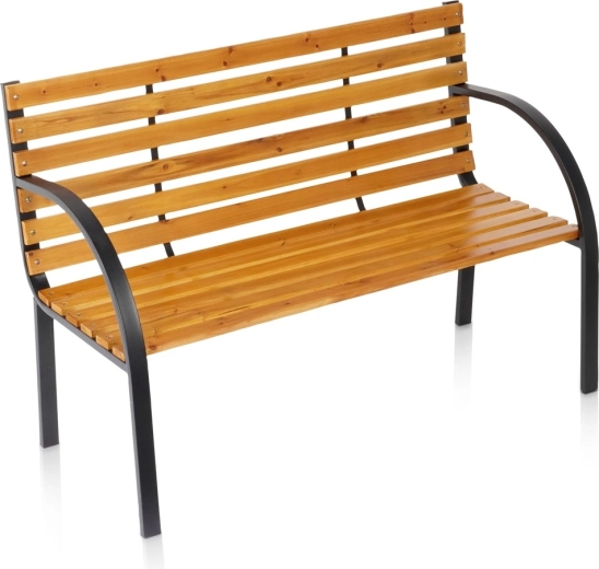 Banco de jardín de madera Vilde con estructura metálica 122 × 51 × 83,5 cm