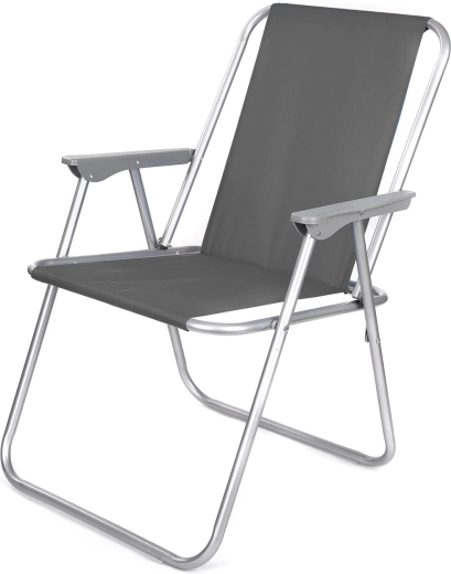 Sillón de jardín plegable de metal y textil, antracita