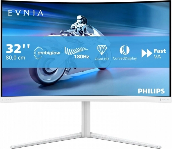 Monitor gaming curvo de 31,5" Philips Evnia 180 Hz con Ambiglow