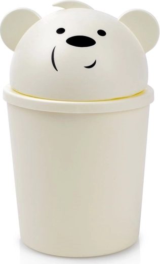 Papelera con osito 1,5 l, color crema
