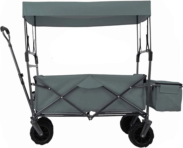 Carro grande plegable para jardín y playa con cúpula y ruedas XL