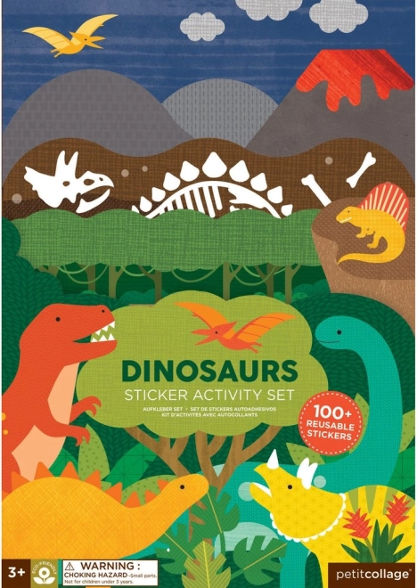 Pegatinas reutilizables Petit Collage – escena de dinosaurios