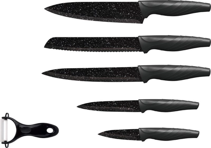 Juego de cuchillos de cocina TORO 5 uds con recubrimiento marmolado antiadherente + pelador cerámico