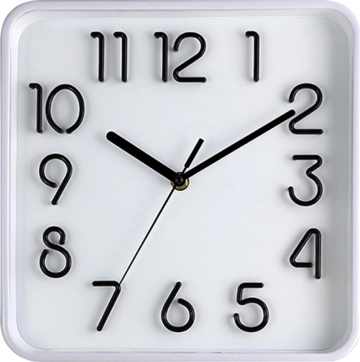 Reloj de pared 25,3 × 25,3 cm con esfera 3D – marco blanco