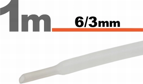 Tubo termorretráctil transparente de 6/3 mm
