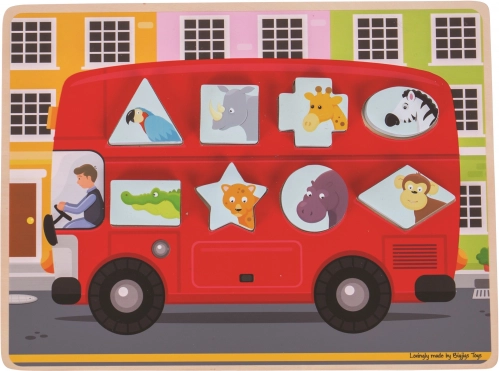 Bigjigs Toys rompecabezas encajable de autobús con animales