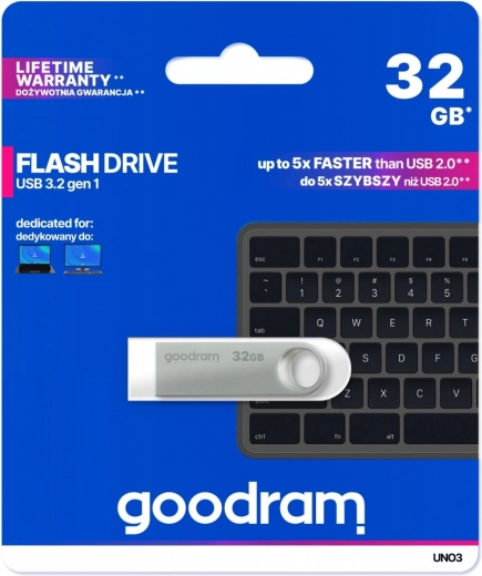 Memoria USB flash UNO3 32GB USB 3.2 Gen1 plateada
